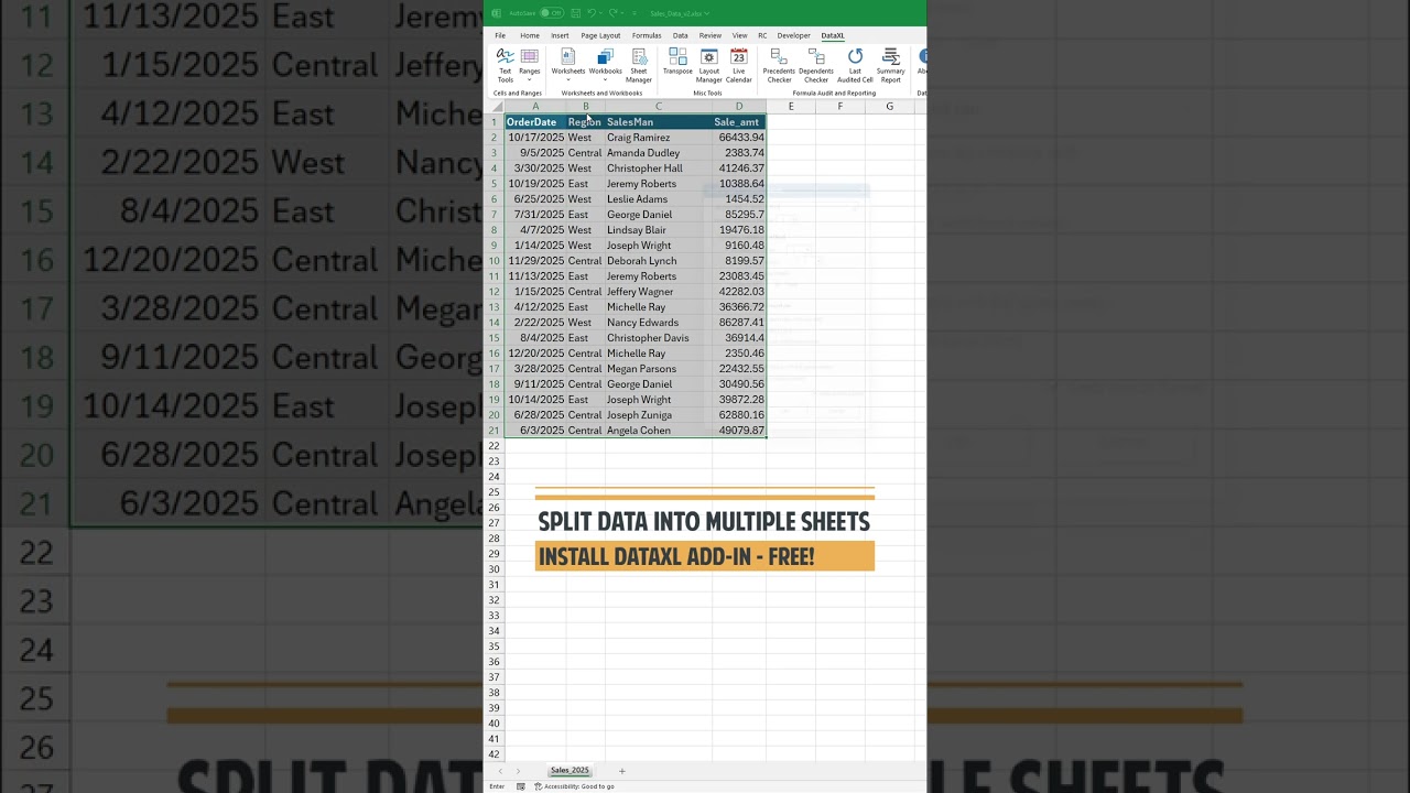 Split Excel Data into Separate Sheets Easily