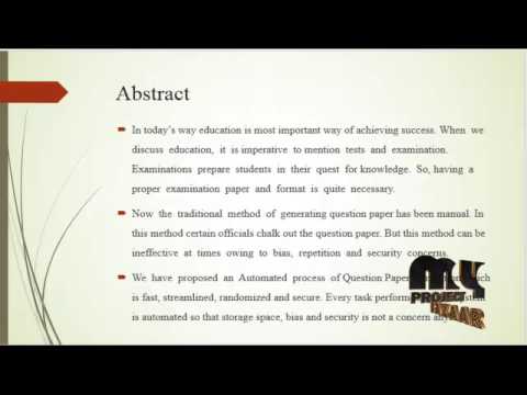 Automated Question Paper Generation System | Final Year Projects 2016 - 2017