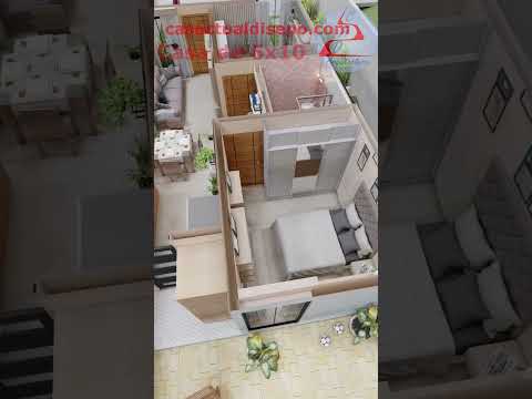 Plano de Casa de 6x10 con 2 Recamaras de UNA PLANTA #fachadamoderna #casas #casaideas