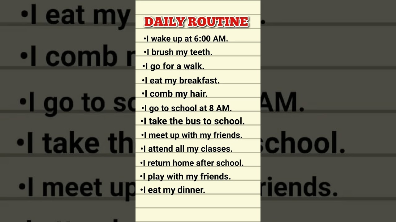 Daily routine sentences
