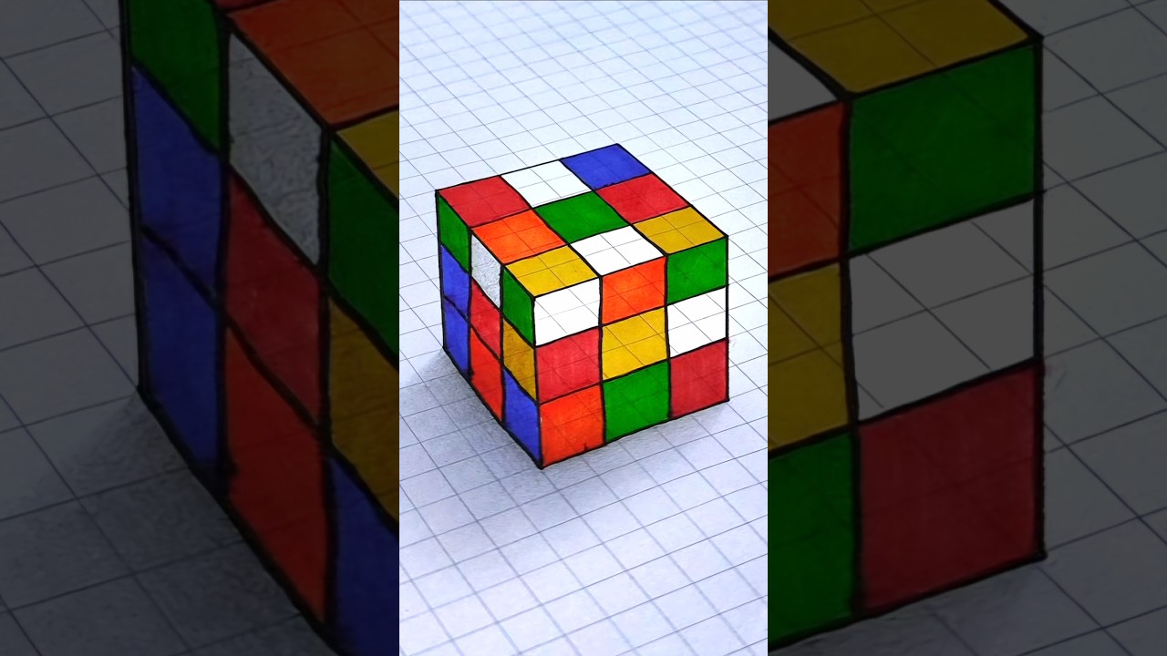 3D Rubik's Cube Illusion on Graph Paper 😱