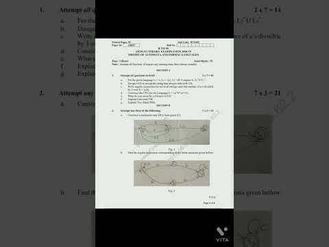 Theory of Automata and Formal language||#btech #automatatheory #automata #questionpaper #shorts