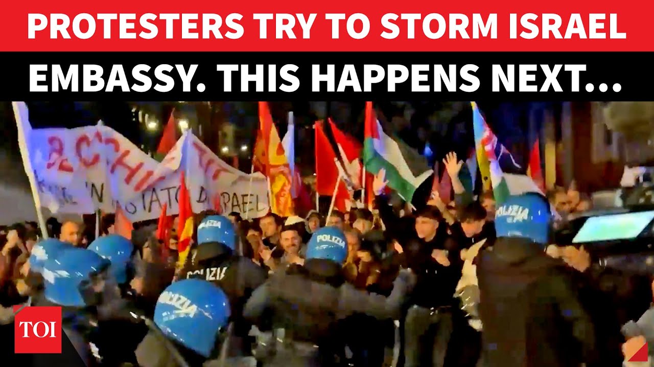 Rome Erupts in Chaos: Police Clash with Pro-Gaza Protesters Near Israeli Embassy 🚨