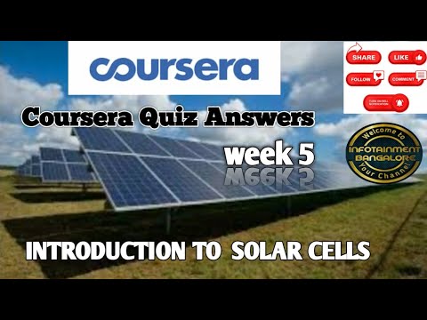 COURSERA QUIZ ANSWERS NEW LATEST 2020 | Introduction to Solar Cells Week 5 quiz solutions New 2020