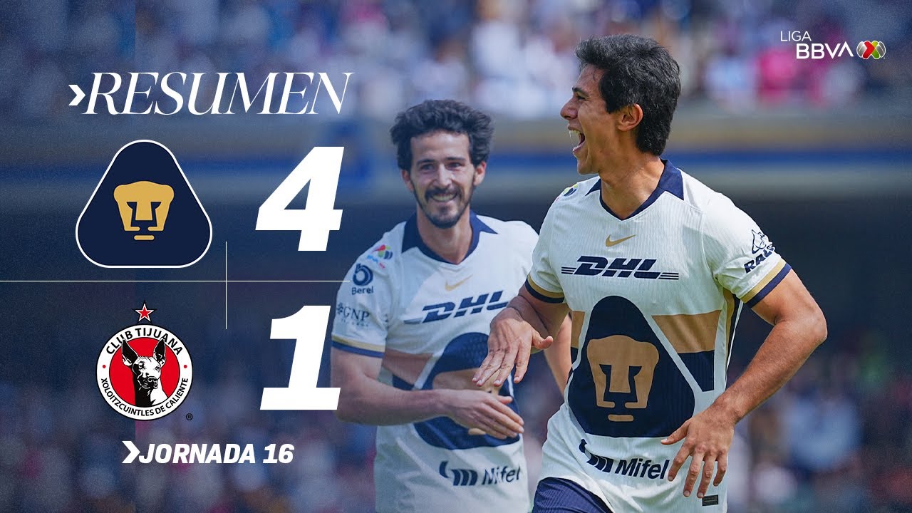 ¡Goles y Emoción! Pumas Domina a Xolos 4-1 con JJ Macías en el Olímpico 🐾