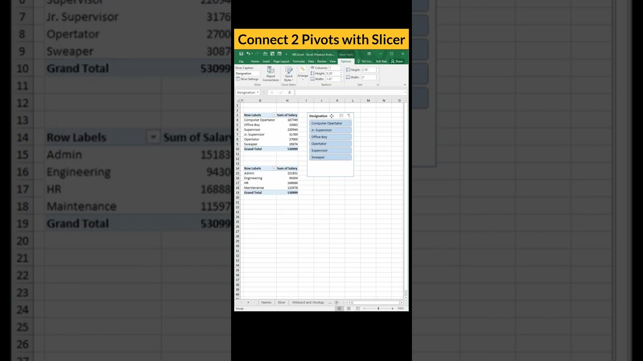 Connect Two Pivot Tables with One Slicer in Excel 🔗