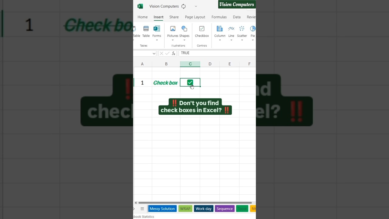 Excel trick 🔥 don't you find a check box in the insert tab? Try this solution🔥✅ #excel #exceltips