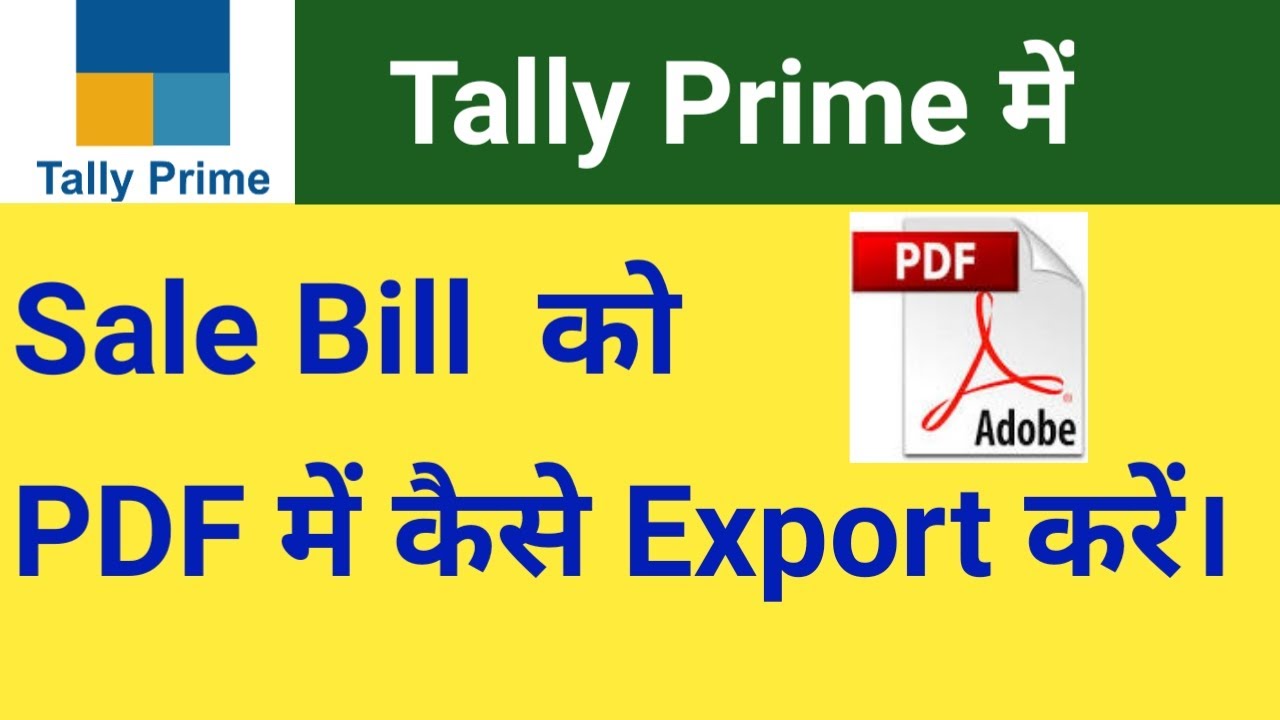 Guide to Exporting Sale Bill as PDF in Tally Prime