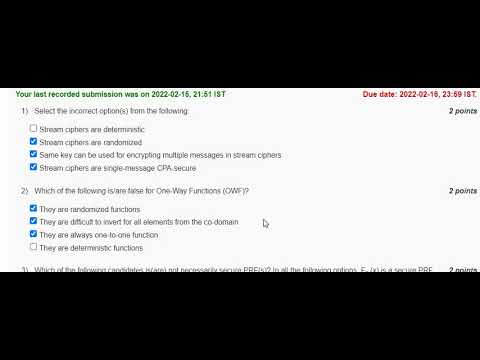 Foundation Of Cryptography NPTEL SWAYAM Assignment Solutions|| week 3 || STUFFVISH