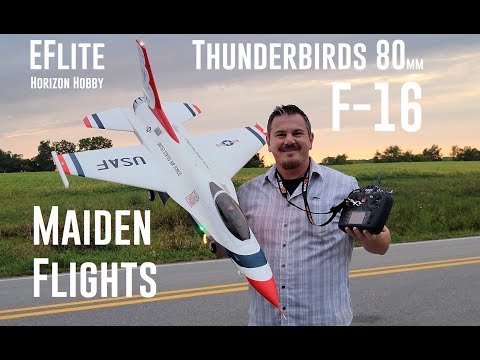 E-flite - F-16 Thunderbirds - 80mm - Maiden Flights + Near Miss & Repair