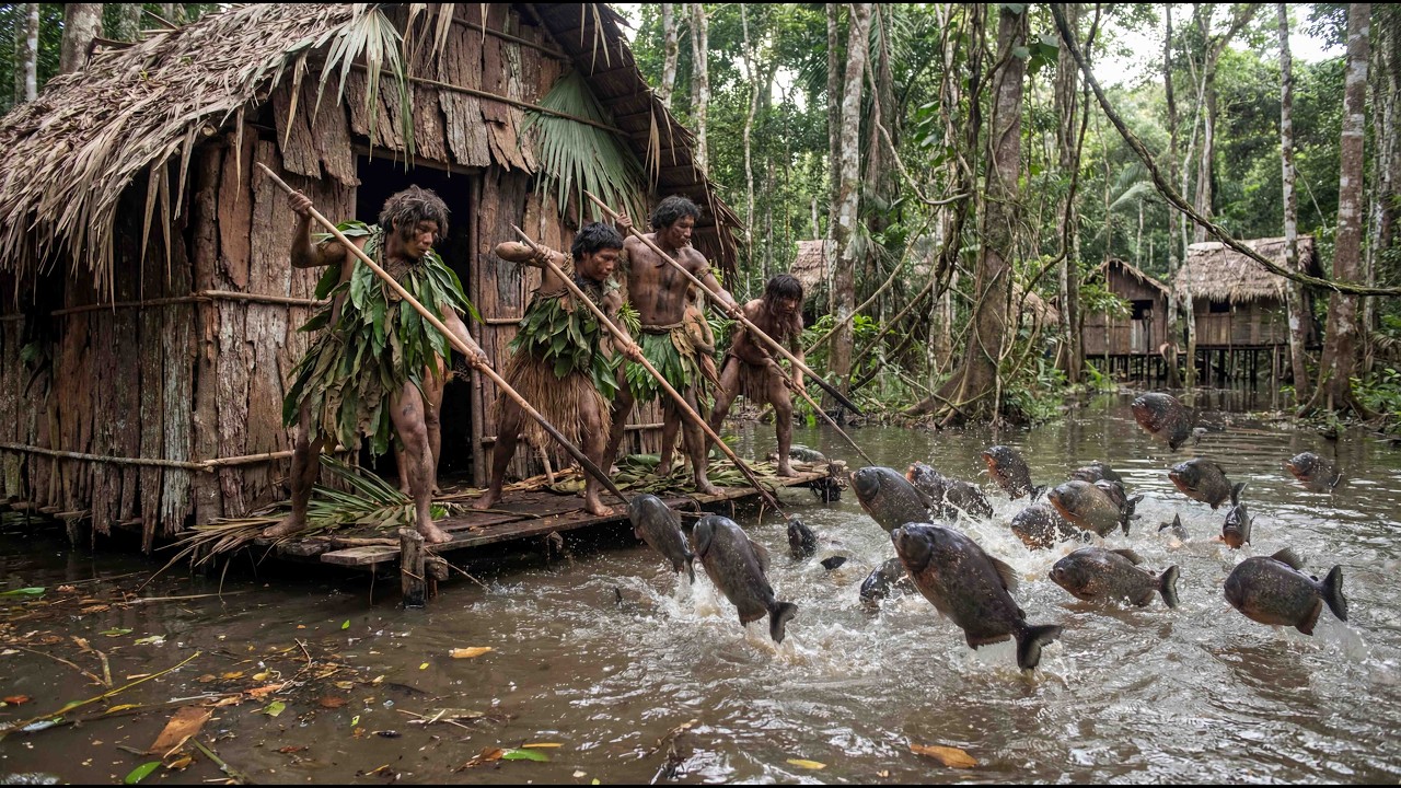 Amazon Survival: Piranhas vs Korowai Tribe 🐟