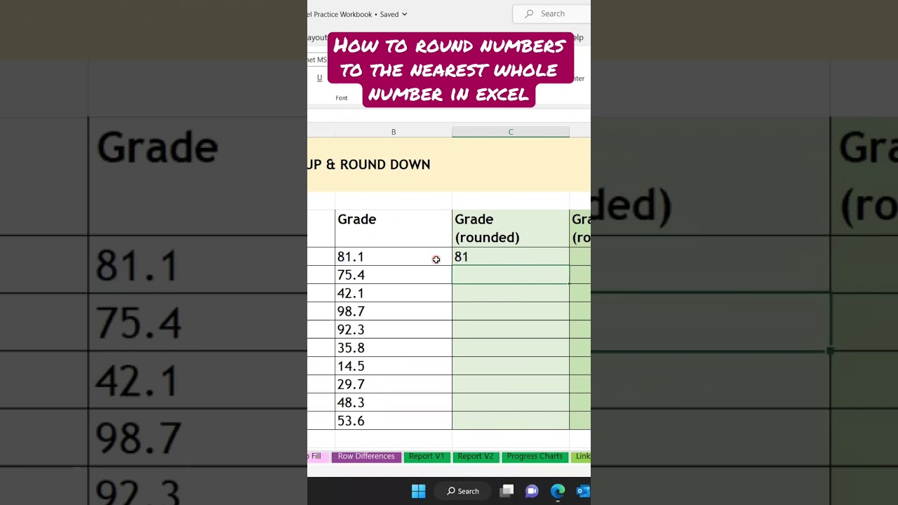 Rounding Numbers to the Nearest Whole Number in Excel