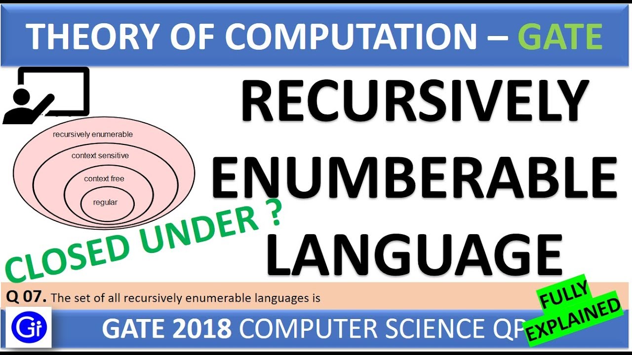 GATE 2018 CS Q7: Recursively Enumerable Languages