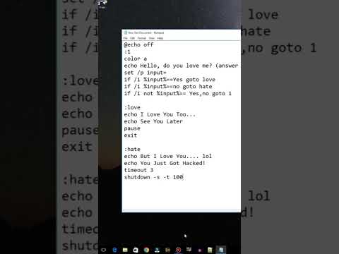 Create "I Love you " virus in notepad