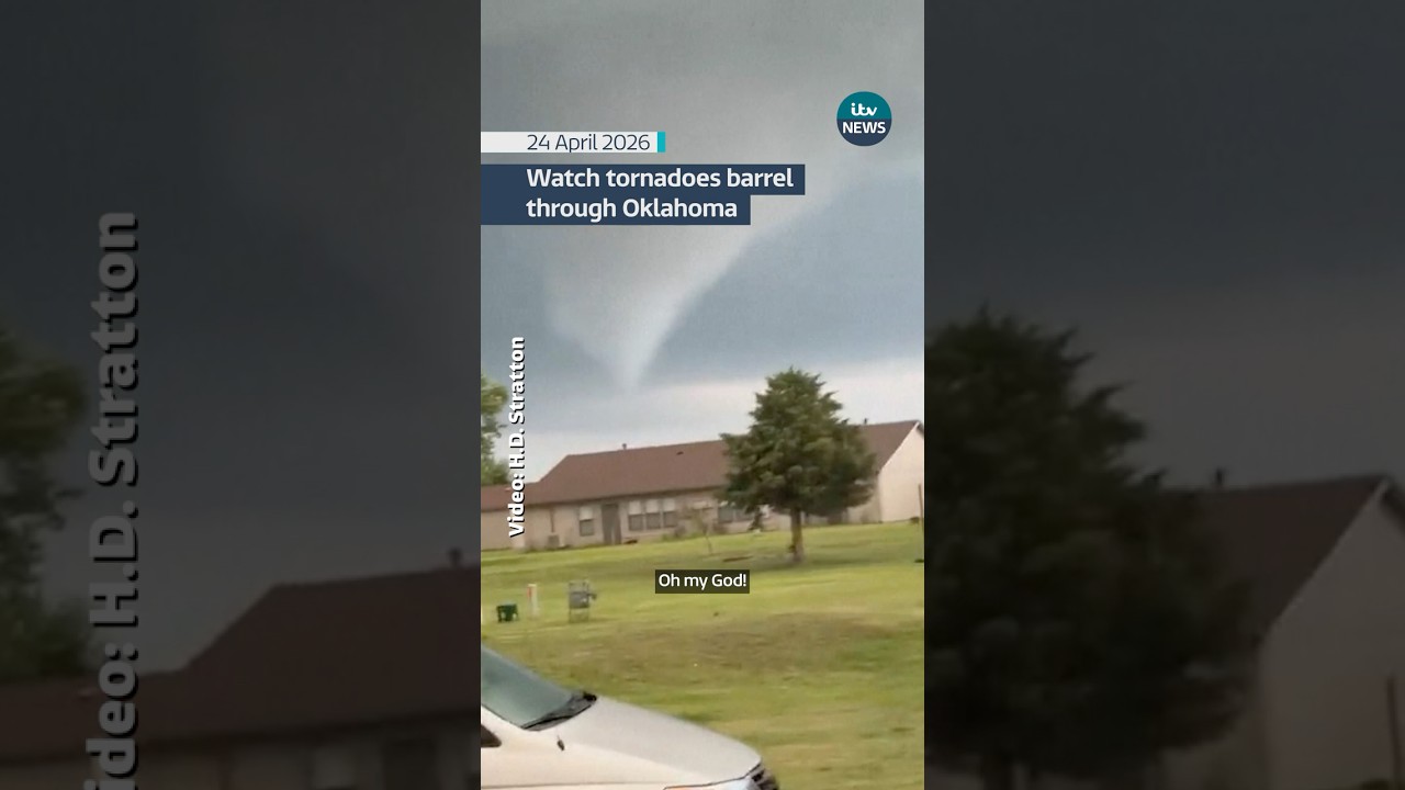 Watch several powerful tornadoes barrel through Oklahoma, damaging homes and shutting down roads