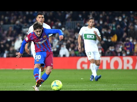 Gavi first goal with barcelona VS Elche (3-2)
