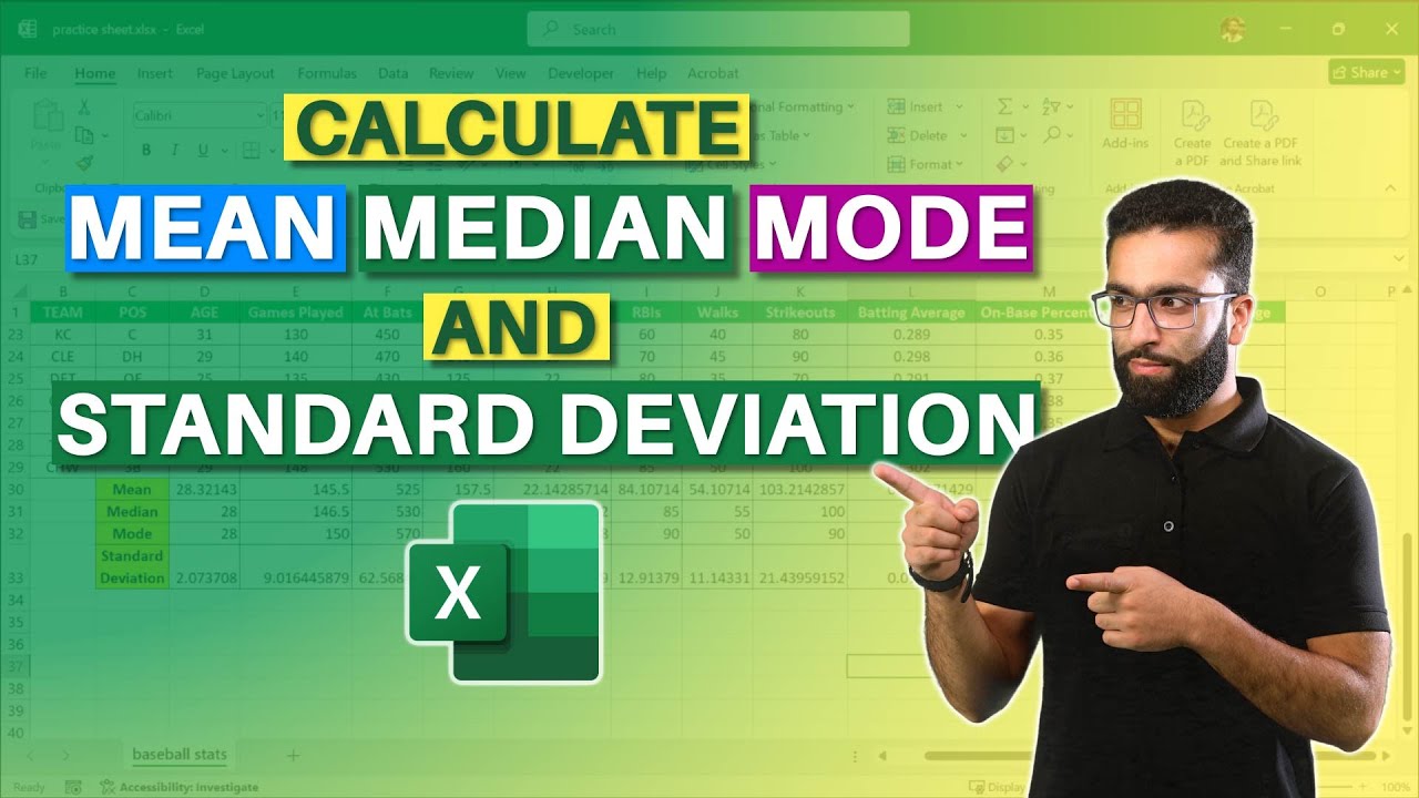 Calculating Mean, Median, Mode, and Standard Deviation in Excel: Step-by-Step Guide