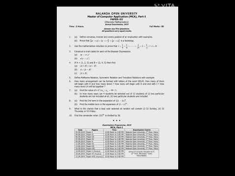 Discrete Mathematics. (Previous Year's Questions)тЭУ (MCA), Part-1