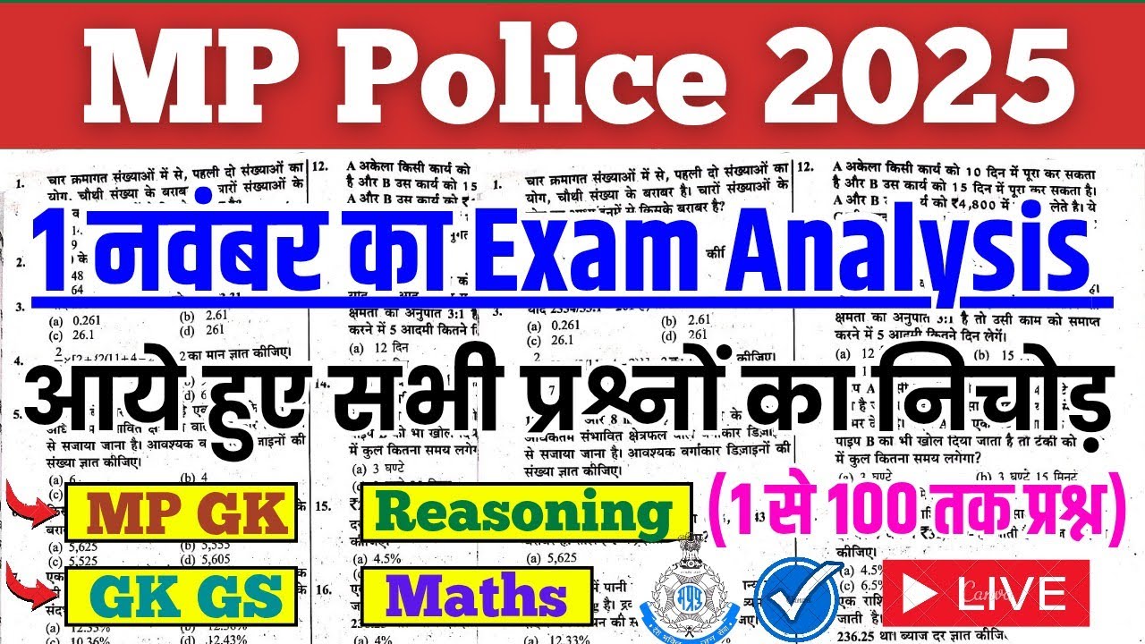 MP Police Constable Exam 2025 Analysis & Review | Key Insights & Expected Questions 📝