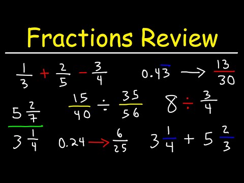 Review of Fractions, Mixed Numbers, Decimals, and Percents