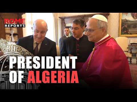 POPE LEO meets with the President of ALGERIA , Abdelmadjid Tebboune