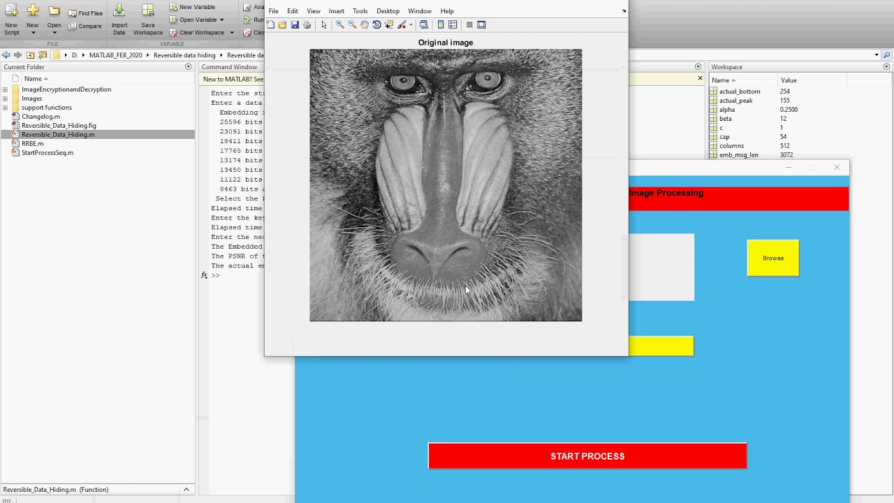 Reversible Data Hiding with encryption key and data hiding key - matlab source code