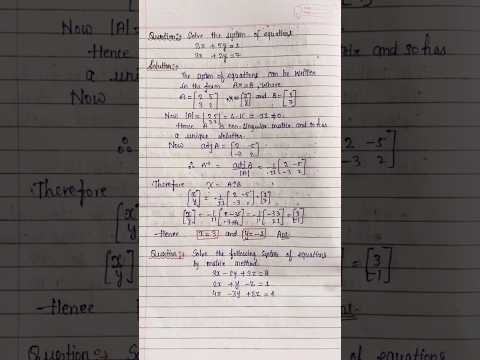 Solution of system of equations by matrix method