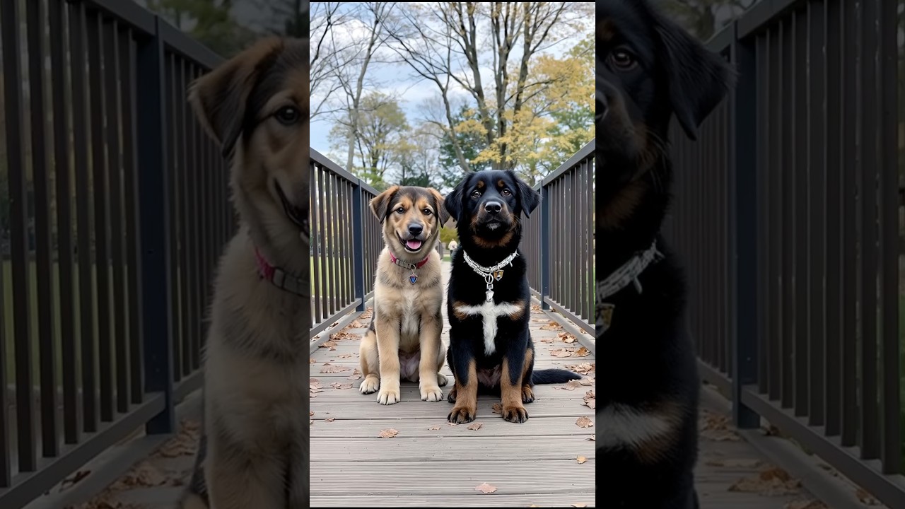 Cute Puppies Playing on the Bridge 🐶