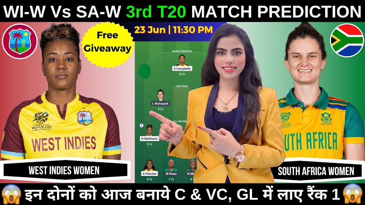 WI-W vs SA-W 3rd T20 Match Prediction 🏏