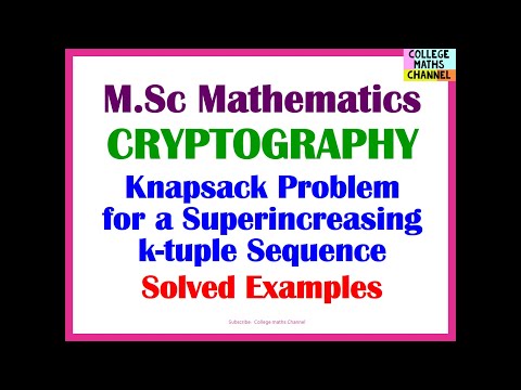 Knapsack algorithm/Problem in Publickey Cryptography-Superincreasing sequence-Solved Examplesintamil