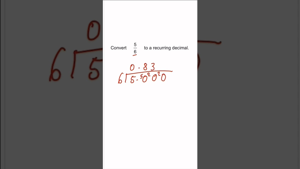 Master Converting Fractions to Recurring Decimals! 🔢 #Shorts