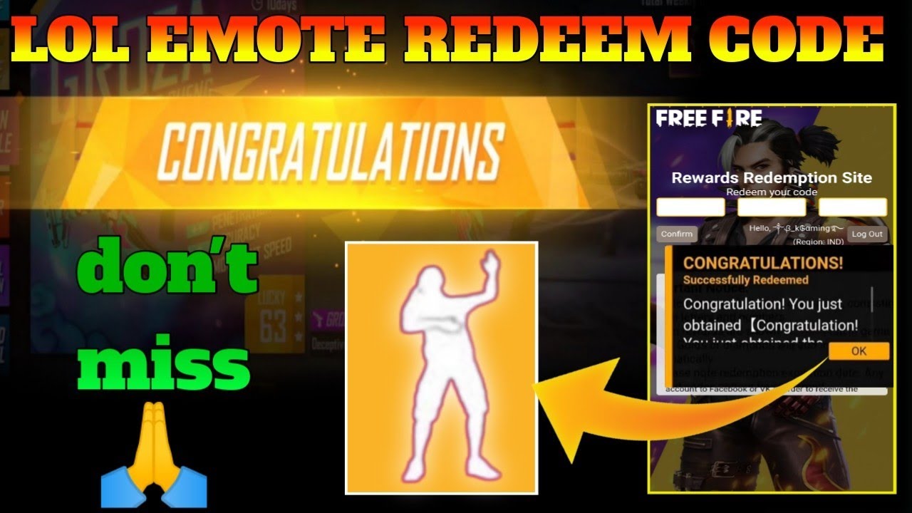Get Free Fire LOL Emote with Today’s Redeem Code! 🎮