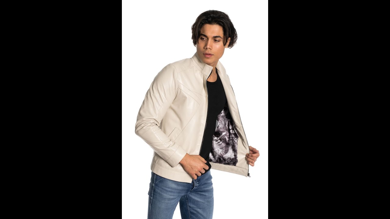 Stylish Vivamood Beige Leather Jacket for Men 🧥