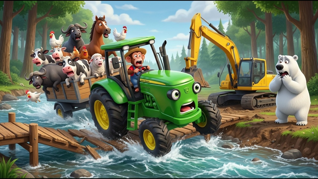 Monkey Farm Adventure: Bridge Collapse & Rescue 🚜