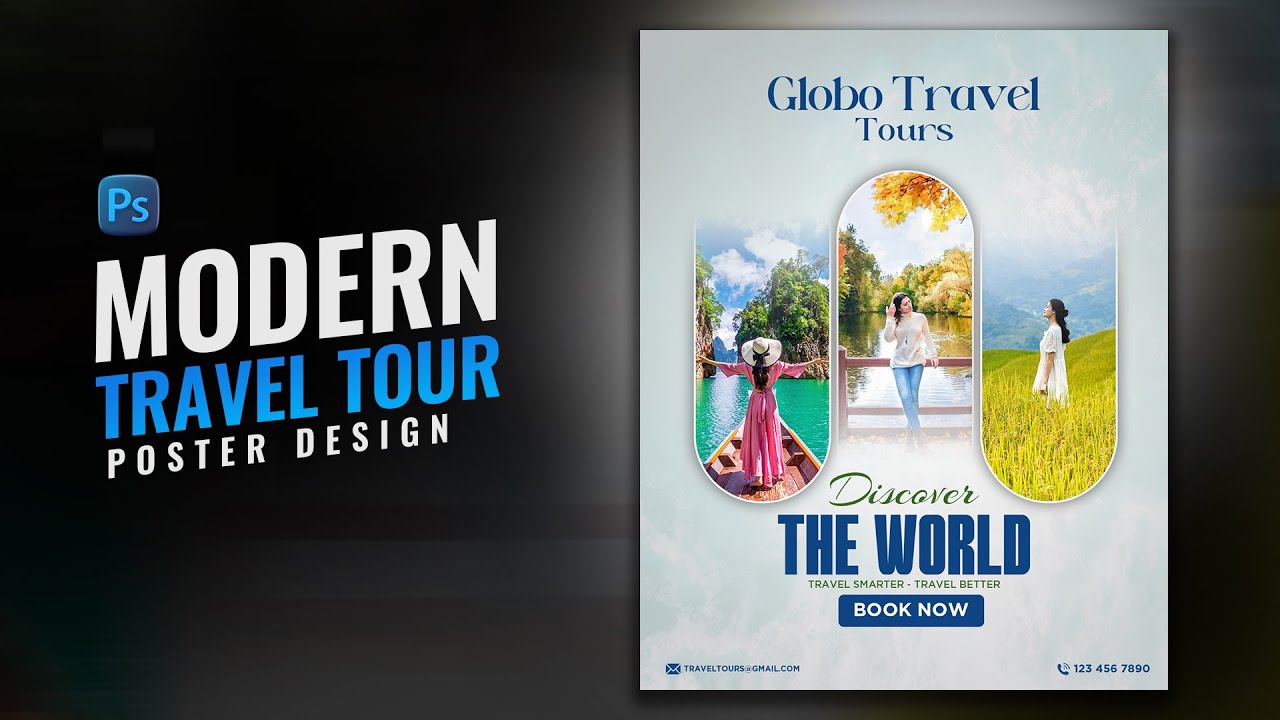 Modern Travel Poster Design in Photoshop ✈️