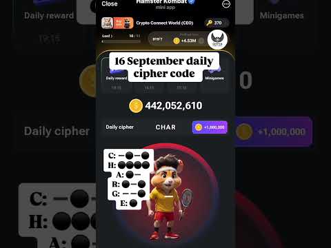 Hamster kombat daily cipher code 16 September #cryptomining #hamsterkombat #airdrops #taptoearn