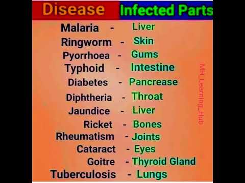 Some Common Diseases and Its Infected Parts #biology #viral #shorts