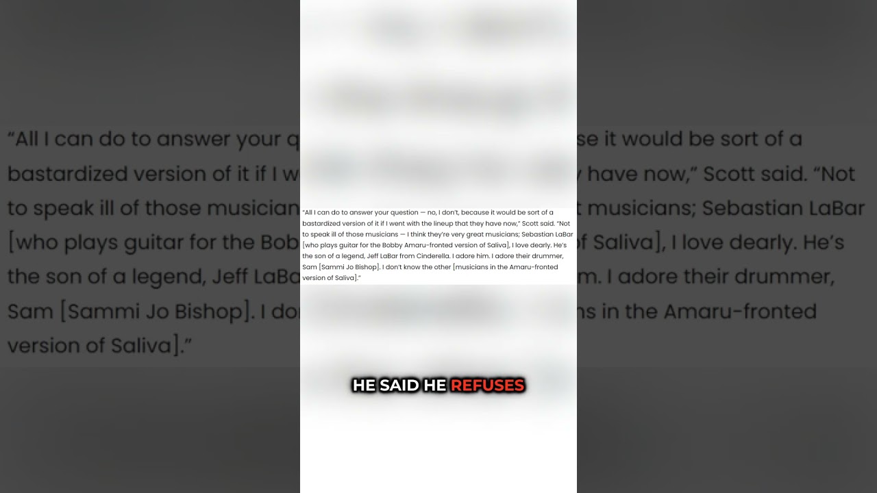 Josey Scott Declines Collaboration with Bobby Amaru's Saliva