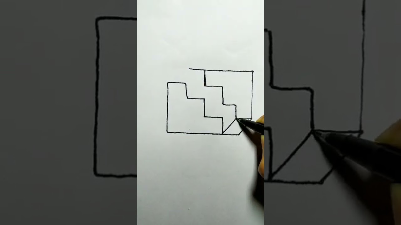 3D illusion staircase | Draw 3D stairs | #3d #illusion #art #shorts