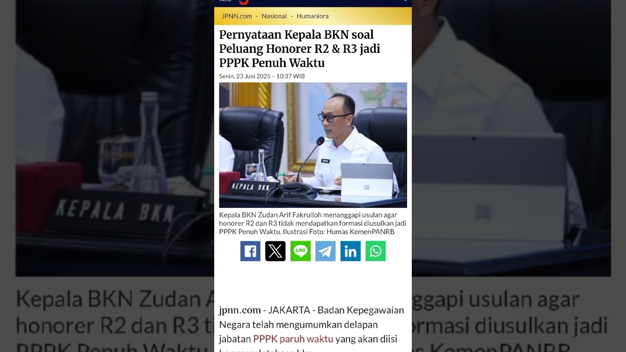 Kepala BKN: Peluang Honorer R2 & R3 Jadi PPPK Penuh Waktu