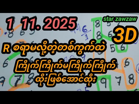 1.  / 11. / 2025/. 3D. Rစရာမလို့တဲ့တစ်ကွက်ကောင်း/ကျဂွင်#free #star zawzaw#3d 