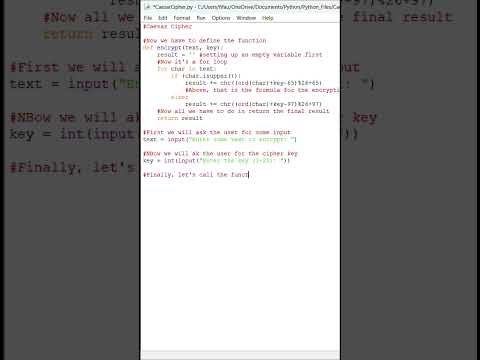 Python Coding Challenge: Create Your Own Caesar Cipher Program #shorts #learnpython #pythontutorial
