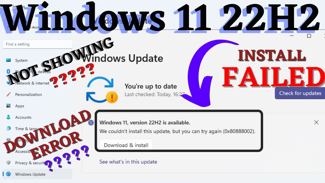 Fix Windows 11 22h2 update failed | Download | Install Error