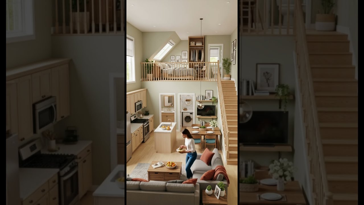 Ideal Small House Layout with Powder Room & Loft