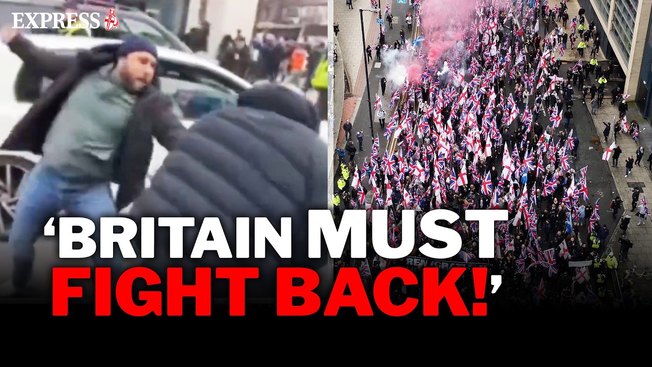 Manchester anti-migration march hits BOILING POINT as protesters attacked and fights ERUPT