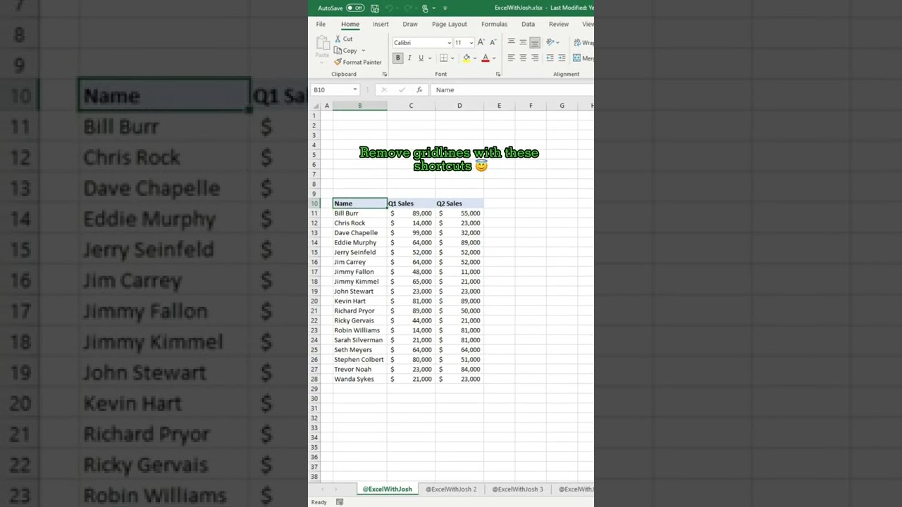 Quick Tip: Remove Gridlines in Excel ✨