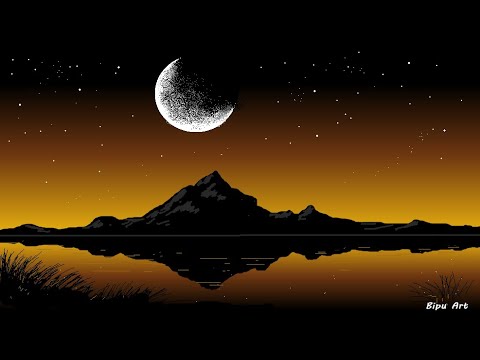 MS Paint Scenery & Night Sky Drawing 🎨