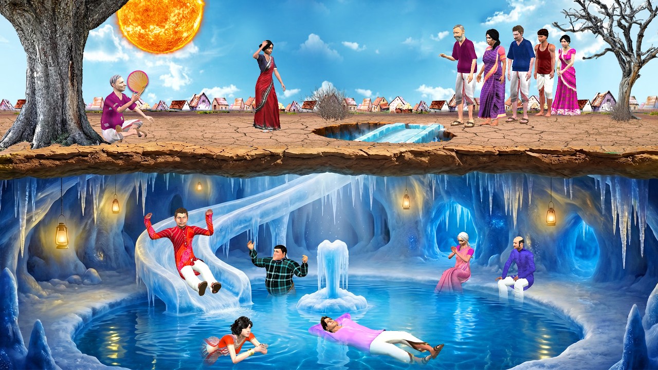 Garmi Mei Underground Ice Swimming Pool Party Hindi Kahaniya Moral Stories New Funny Comedy Video