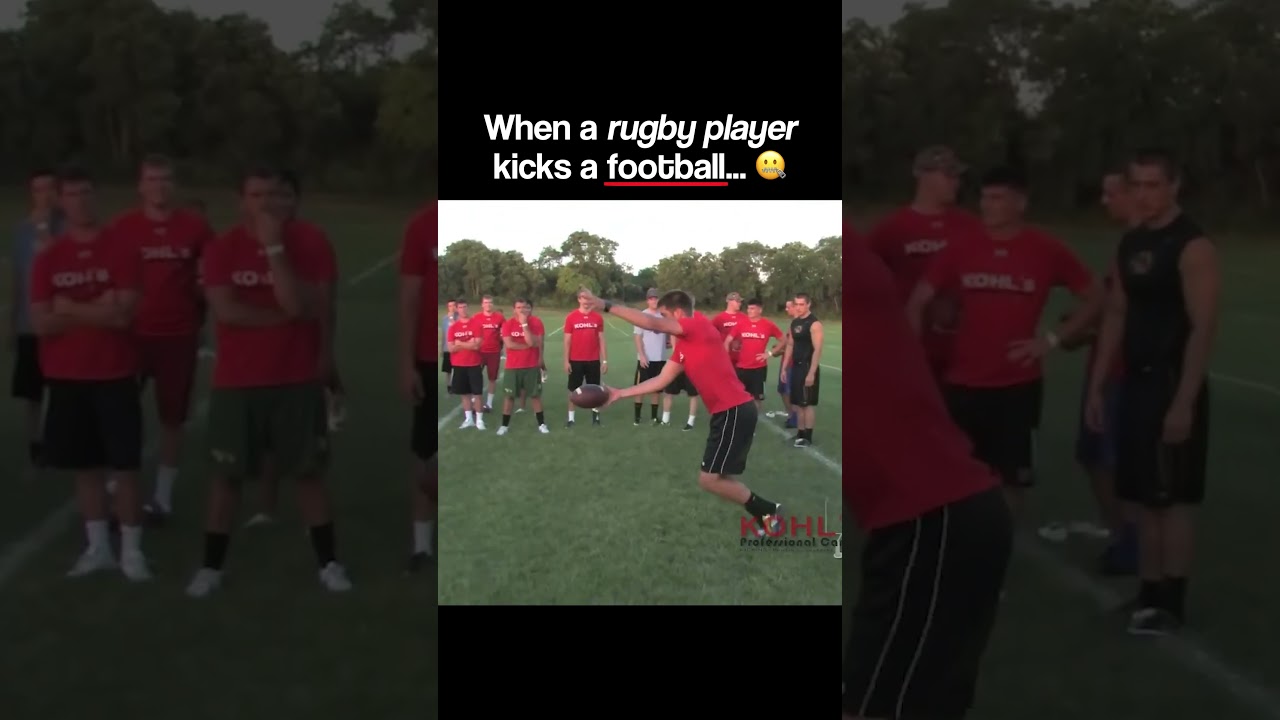 Watch What Happens When a Rugby Player Kicks a Football! π€―
