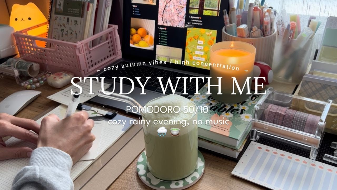 3-Hour Study Session with Pomodoro Technique 🌧️